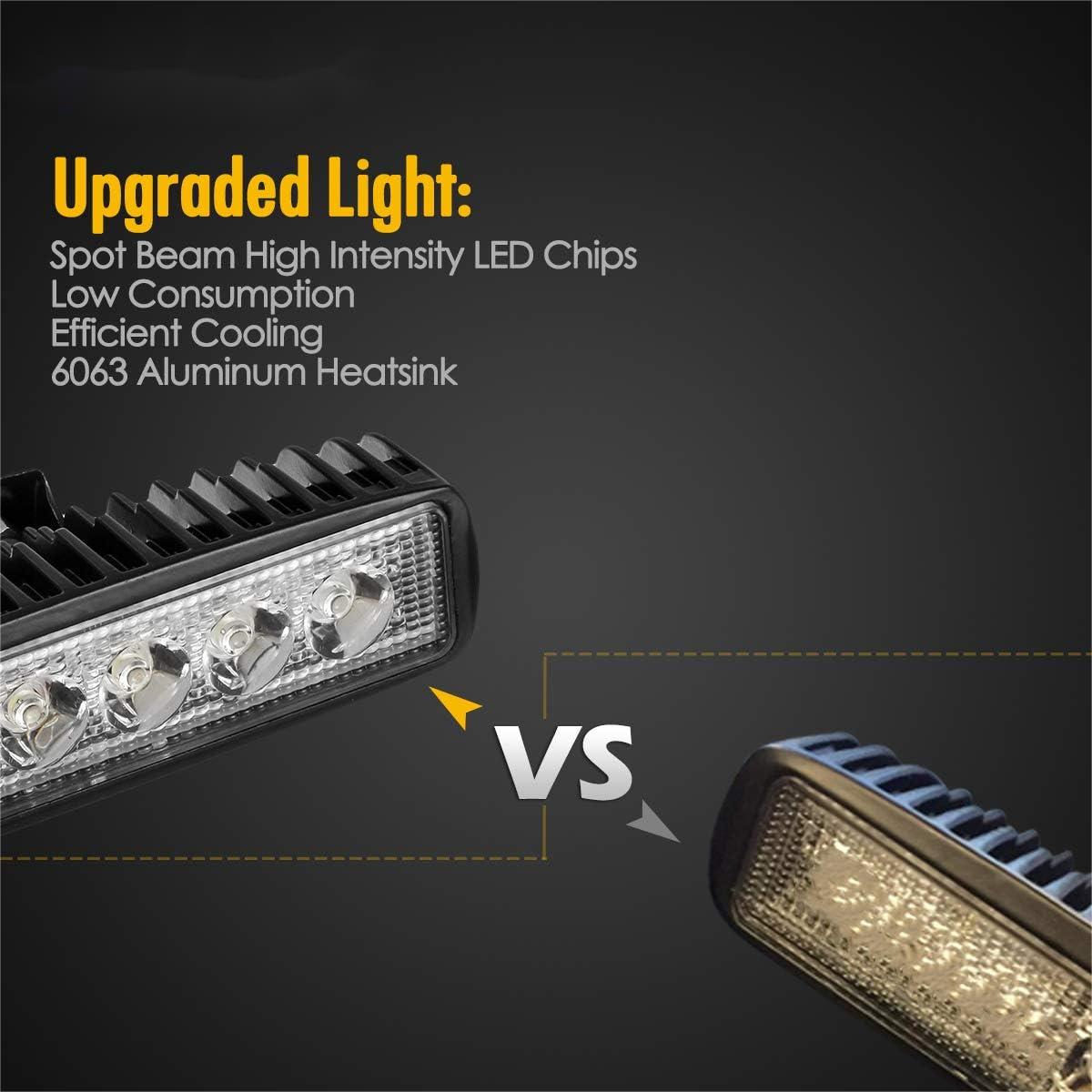 6" LED Light Bar White 18W 6500K Super Bright Spot Work Pods Single Row Off Road Driving Fog Boat Light Waterproof SUV ATV