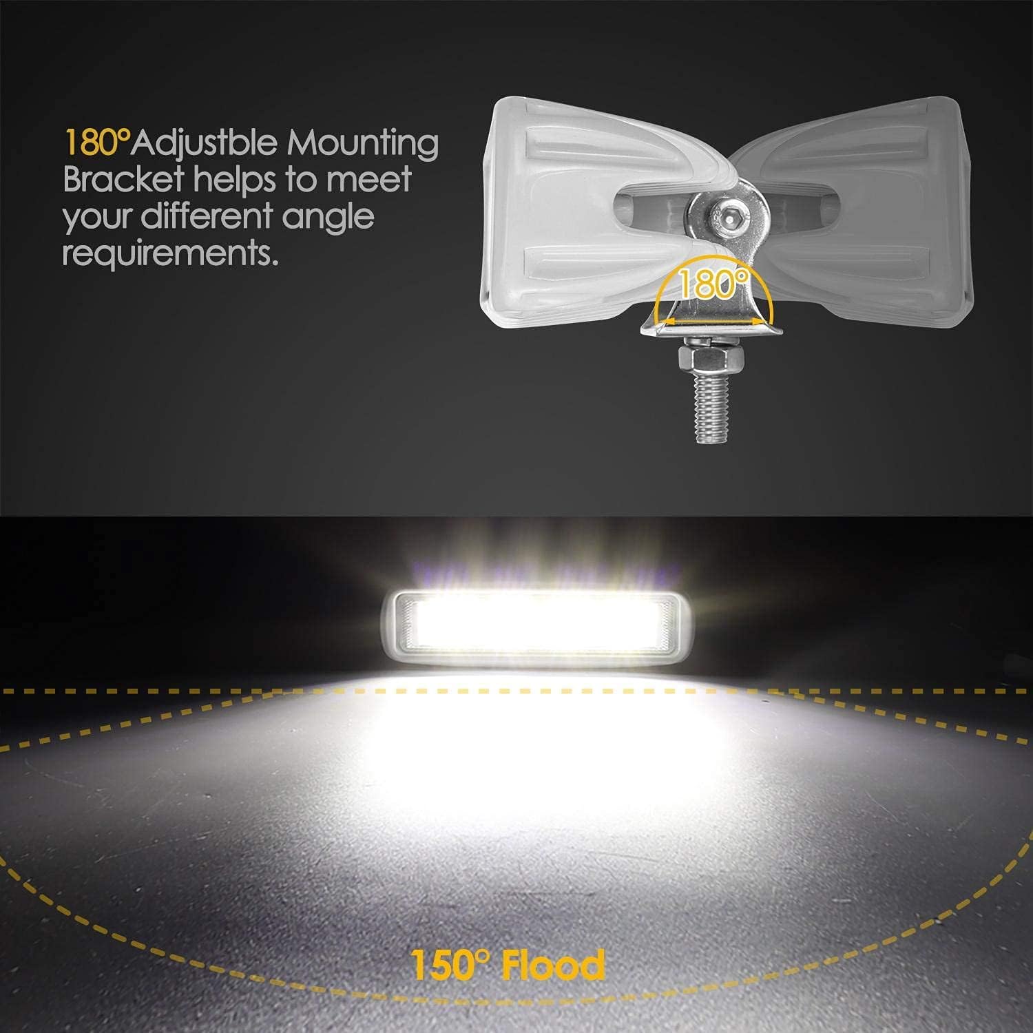 6.3inch Exzeit Waterproof Led Marine Boat Lights, 36W Deck/Dock Marine Lights 4000LMS 120°Flood Light,  12/24 V Led Light Bar
