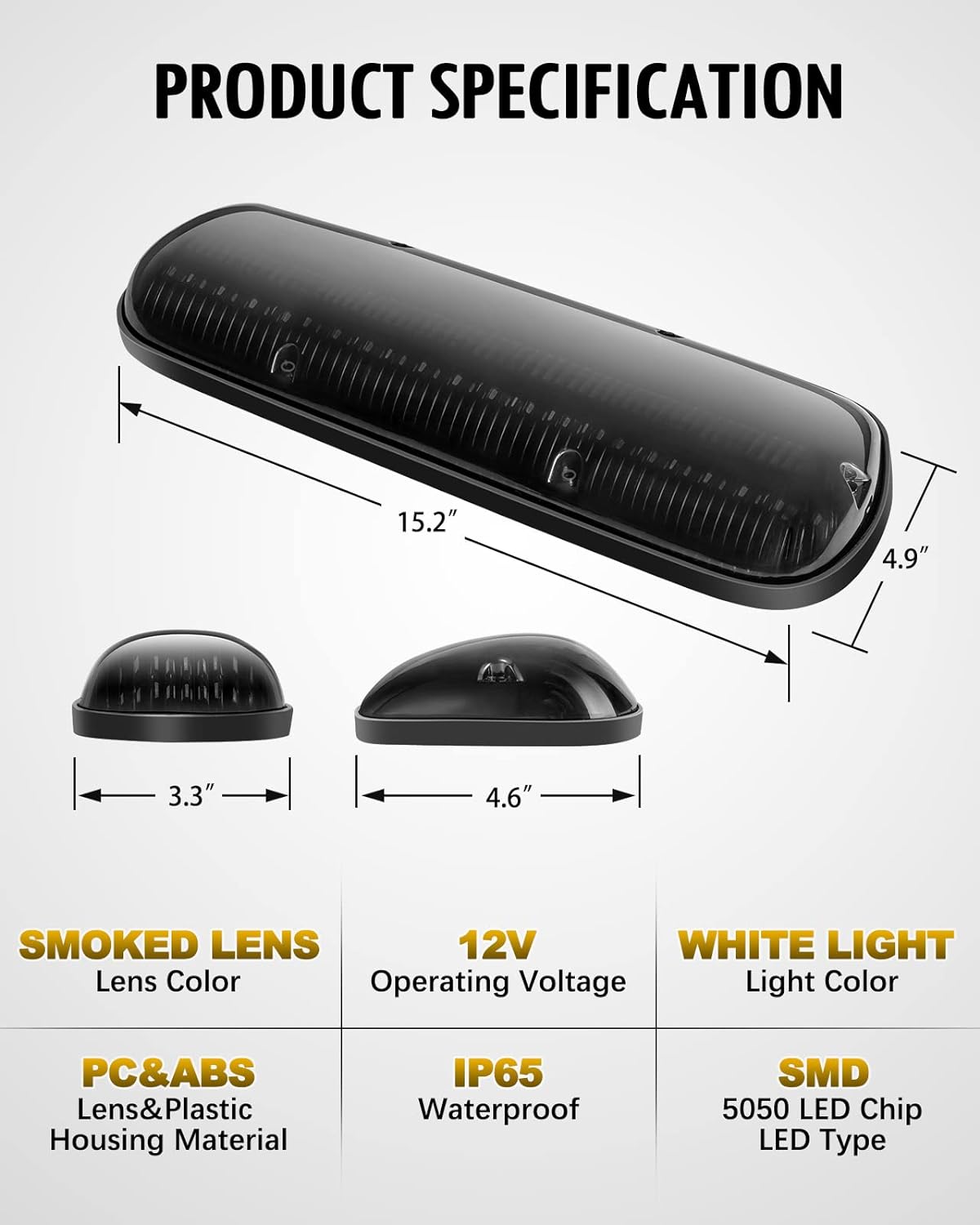 Smoke Cover Lens Cab Marker Roof Running Top Lights Assembly with Silverado/Sierra 1500 1500HD 2500 2500HD 3500 2002-2007 Truck