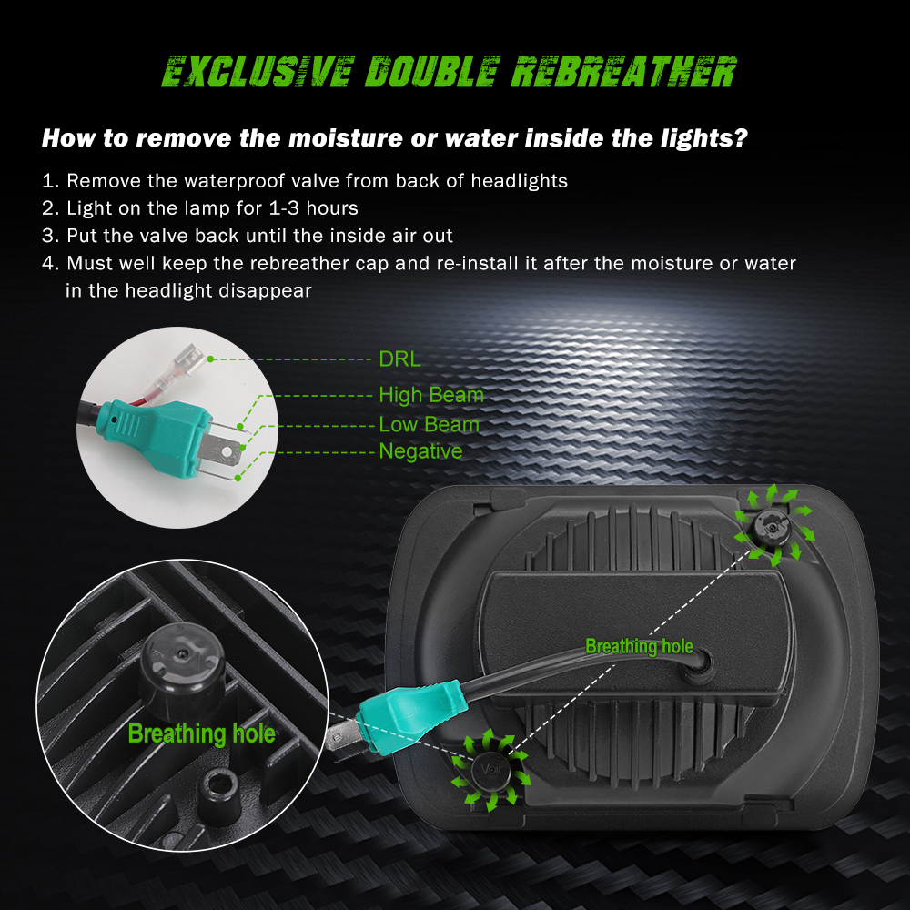 60W H6054 LED Headlights 7x6 5x7 Headlamp Anti-glare Hi/Low Sealed Beam Lights Compatible with Cherokee XJ Wrangler YJ etc