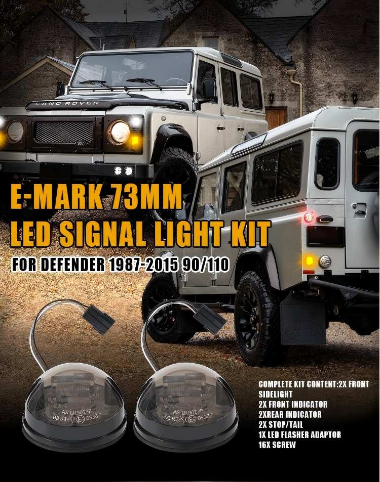 12-24V 25W LED Indicator Light Kit Set for Land Rover Defender Rear Running & Parking Signal Headlamp DRL Type