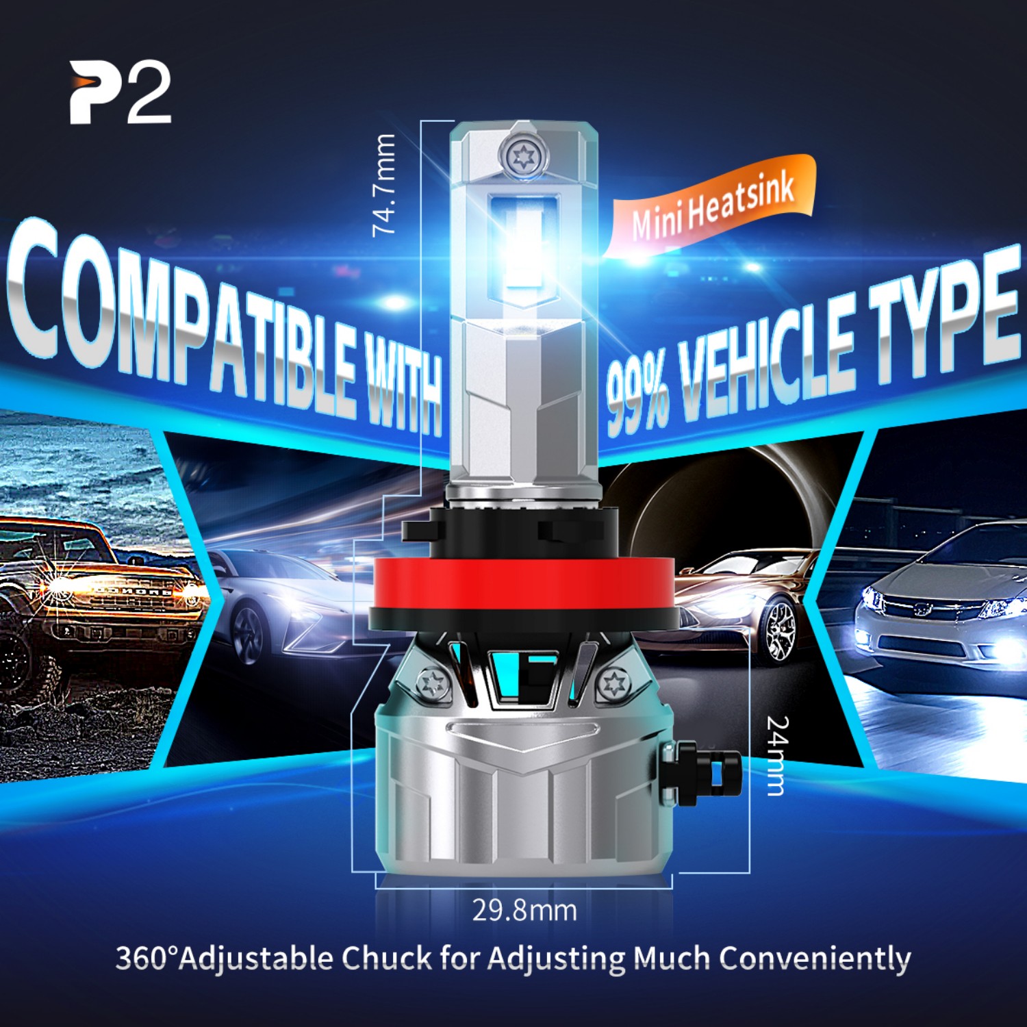 110W 12000 LM Ultra-Bright 6500K Bulbs with Cooling Fan Plug and Play Headlight BulbS